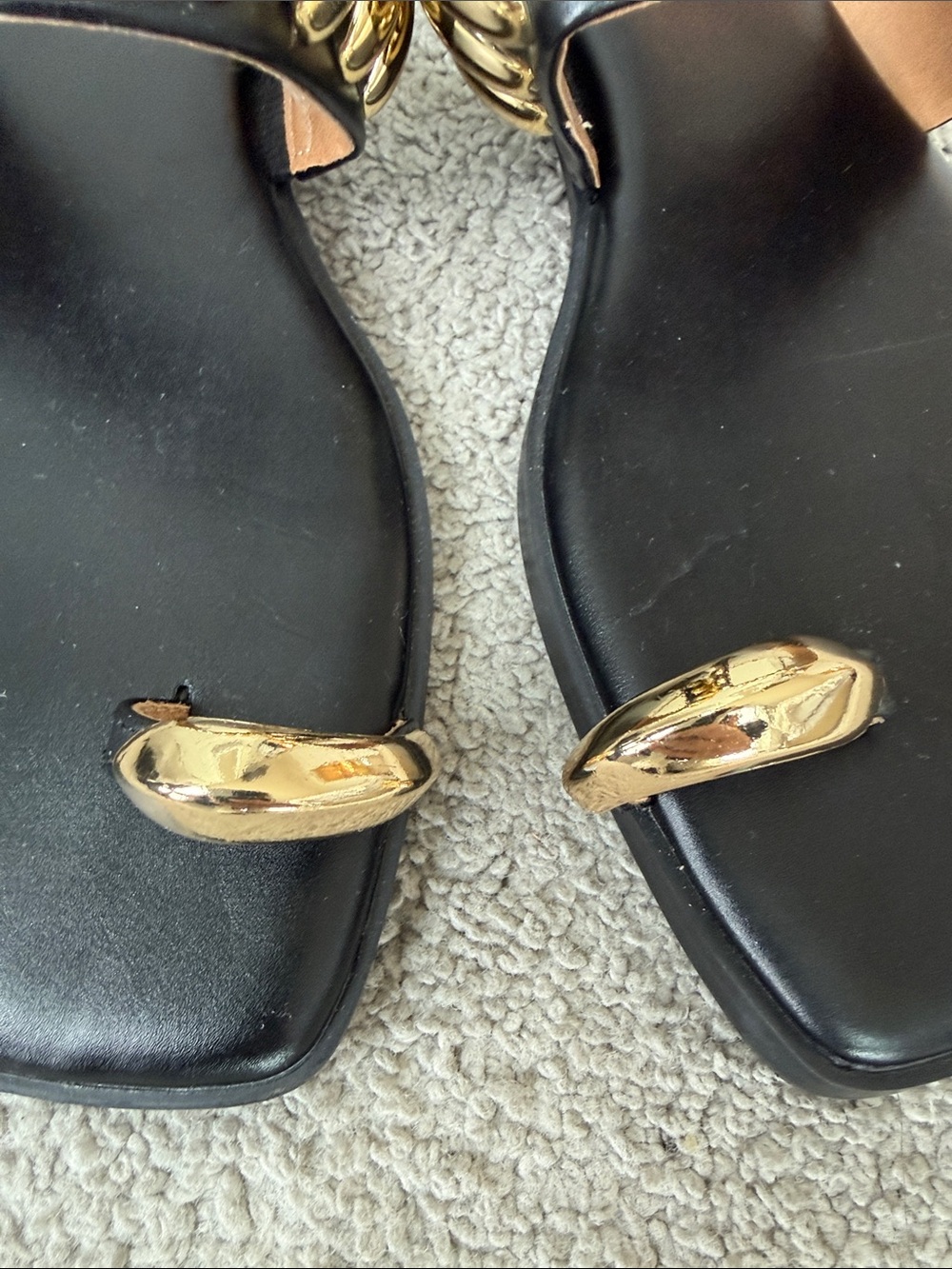 Dolce Vita Black Sandals with Gold Teardrop Accents - Picture 2 of 5